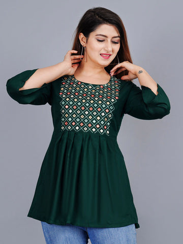 Floral Printed Mirror work Peplum Top