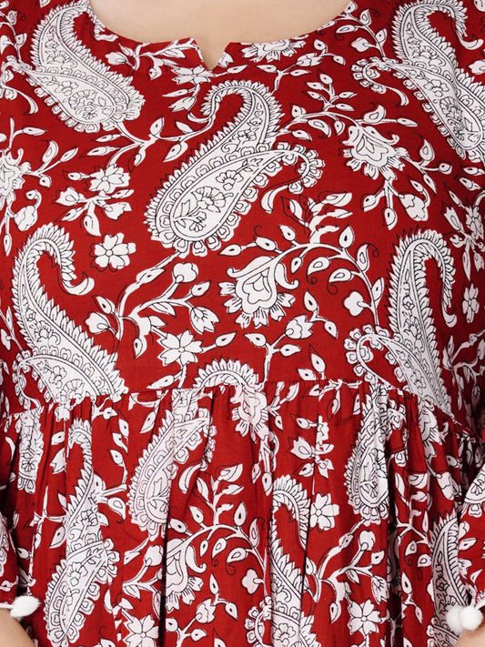 Women Floral Printed Cotton Peplum Crop Top