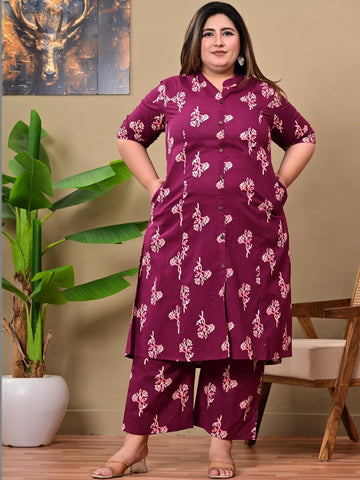 Women Floral Printed Regular Pure Cotton Kurta with Palazzos