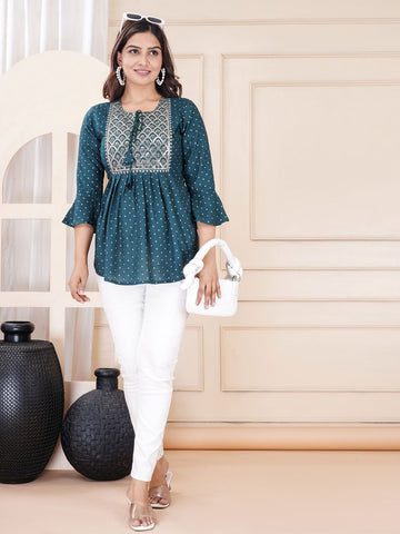 Women Embroidered Ethnic Crop Top
