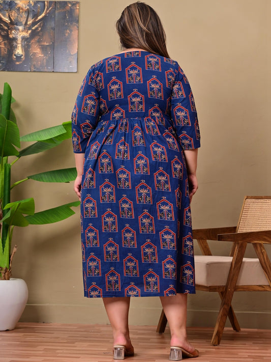 Ethnic Motifs Print A-Line Midi Dress