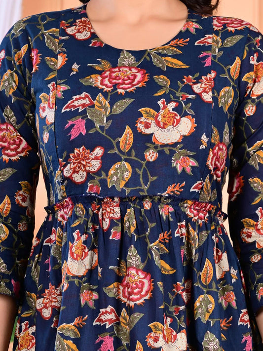 Floral Print Maternity Fit & Flare Midi Dress