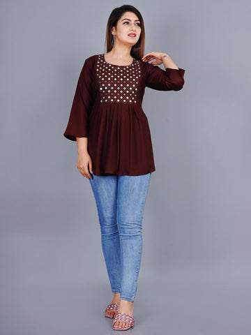Floral Print Ethnic Crop Top