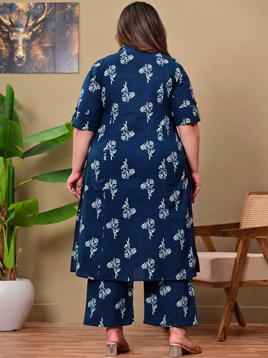 Women Floral Printed Regular Pure Cotton Kurta with Palazzos