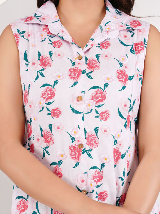 Floral Print A-Line Midi Dress