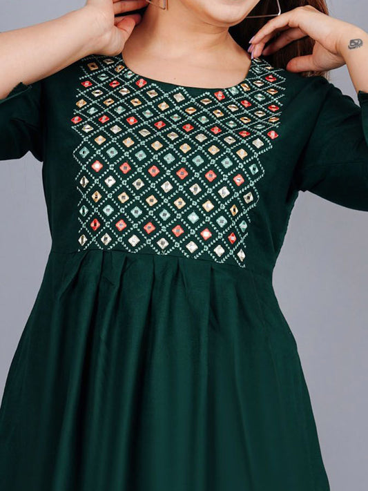 Floral Printed Mirror work Peplum Top