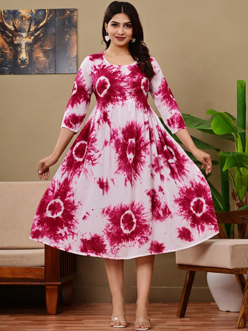 Tie and Dye Dyed Fit & Flare Midi Dress