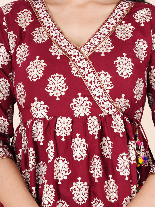 Printed Cotton Wrap Top