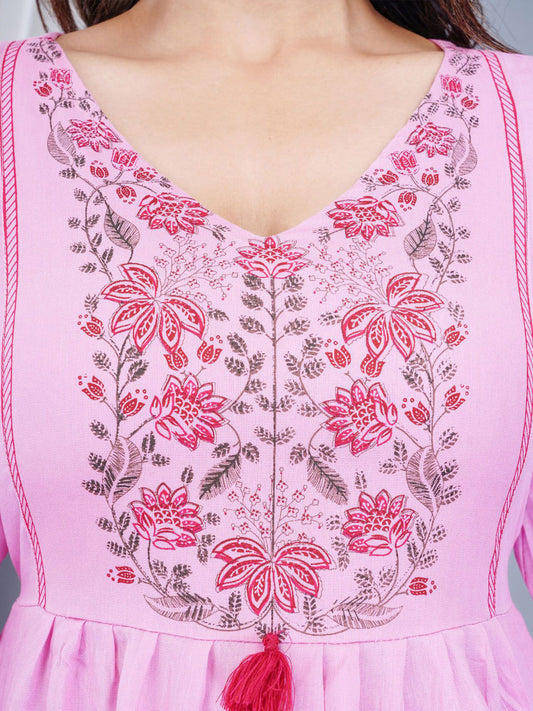 Women Floral Embroidered Peplum Top