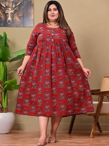 Ethnic Motifs Print A-Line Midi Dress