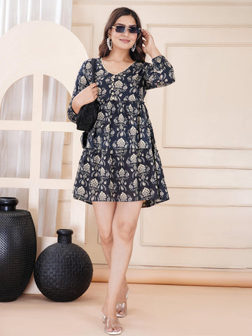 Floral Print Keyhole Neck Cotton Top