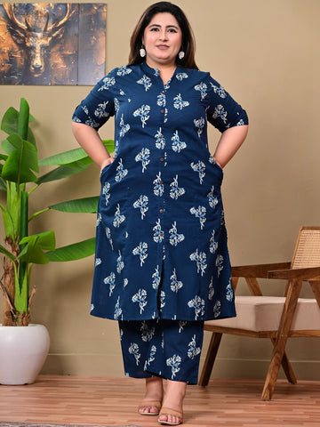 Women Floral Printed Regular Pure Cotton Kurta with Palazzos