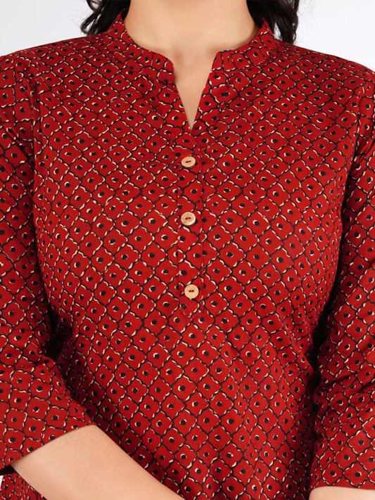 Women Floral Print Mandarin Collar Crop Top