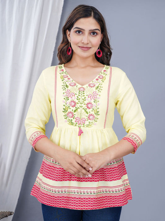 Floral Embroidered Peplum Top