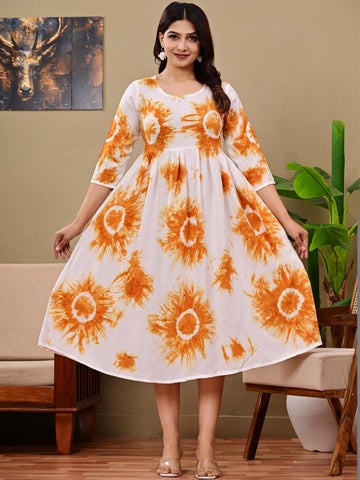 Tie and Dye Dyed Fit & Flare Midi Dress