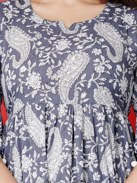 Women Floral Printed Cotton  Peplum Top