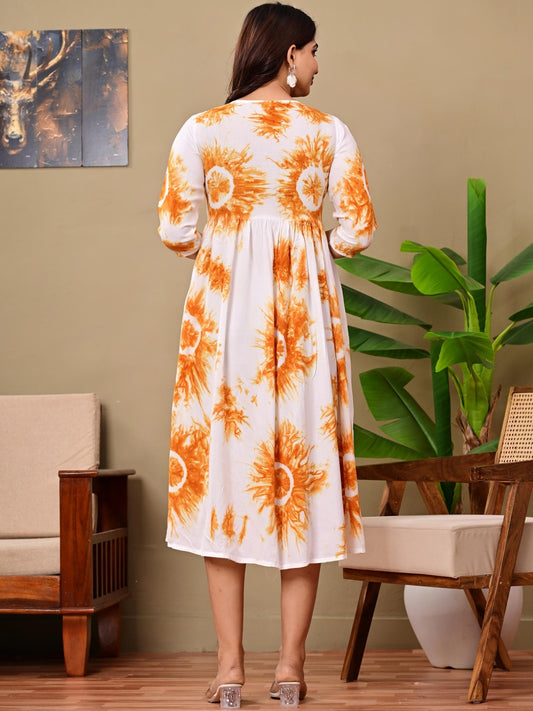 Tie and Dye Dyed Fit & Flare Midi Dress
