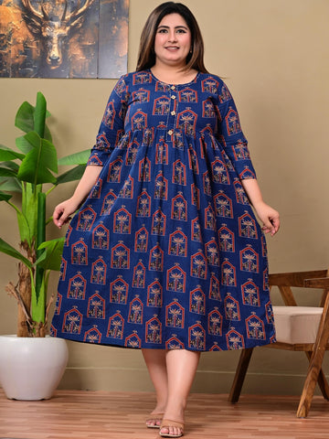 Ethnic Motifs Print A-Line Midi Dress